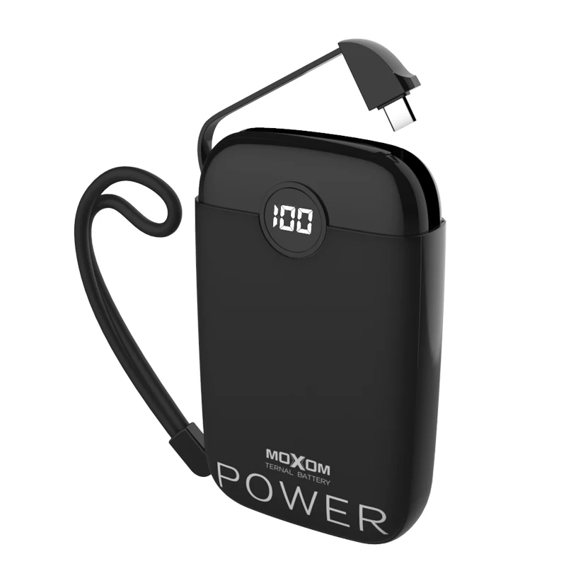 MOXOM power Bank 10000 мАч портативный зарядный блок питания 10000 тонкий внешний аккумулятор для Xiaomi Mi9 iPhone с usb-кабелем