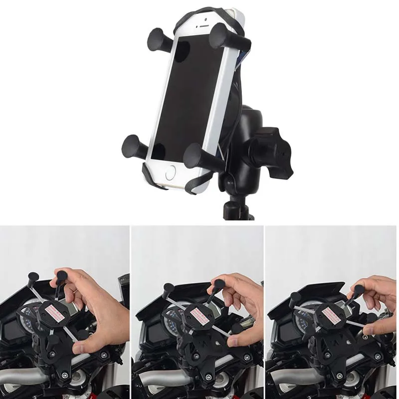JINSERTA мотоциклетная вилка стержневой кронштейн+ двойная розетка+ X-Grip для Gopro держатель сотового телефона для iphone 7 6s смартфон для Ram