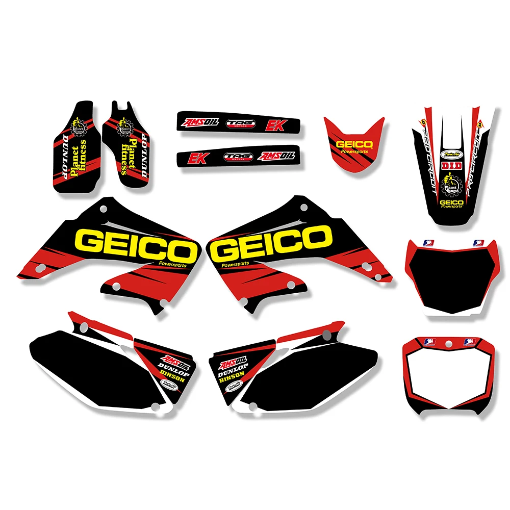 Motorcycle TEAM GRAPHICS & BACKGROUNDS DECALS STICKERS Kits for HONDA CR125 CR250 CR125R CR250R 2002-2012 CR 125 250 125R 250R