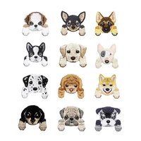 12pcset embroidery dog patches for clothes applique for clothing diy sewing ironing embroidered decorative parche iron on badge