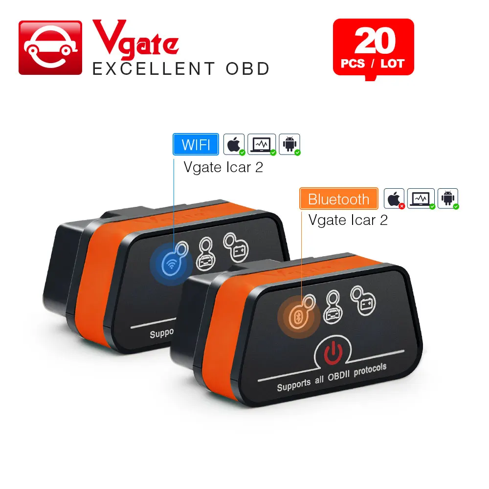 Vgate icar2 Bluetooth/Wifi OBD2 диагностический инструмент ELM327 Bluetooth/wifi OBD 2 сканер Mini для
