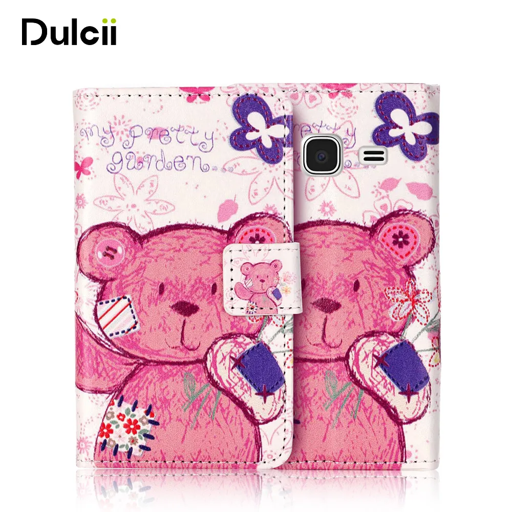 Dulcii для Galaxy J 1 мини Чехол кожаный мешок Обложка тиснением бумажник откидная
