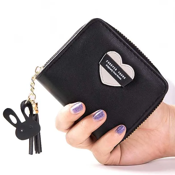 Women Short Wallets Lady Moneybag Girls Wallet Cards ID Holder Woman Tassels Zipper Coin Purse Notecase Purses Mini Heart Bags | Багаж и