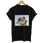 Модная летняя облегающая футболка Angel kiss в стиле Харадзюку, мягкая Однотонная футболка, повседневная женская футболка с коротким рукавом, 2019