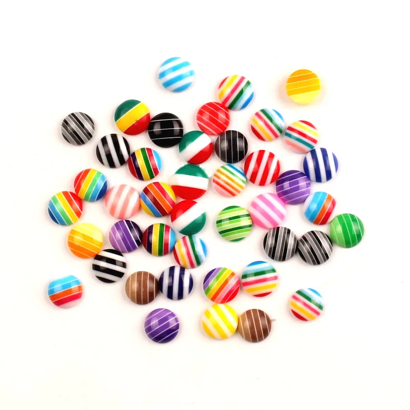 

200Pcs Mixed Resin Round Stripe Decoration Crafts Flatback Cabochon Kawaii DIY Embellishments For Scrapbooking Accessories