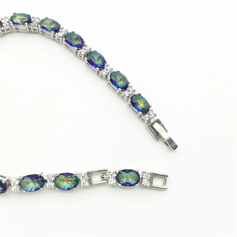 Лучшие Качественные браслеты белого золота цвета голубой радуги мистический