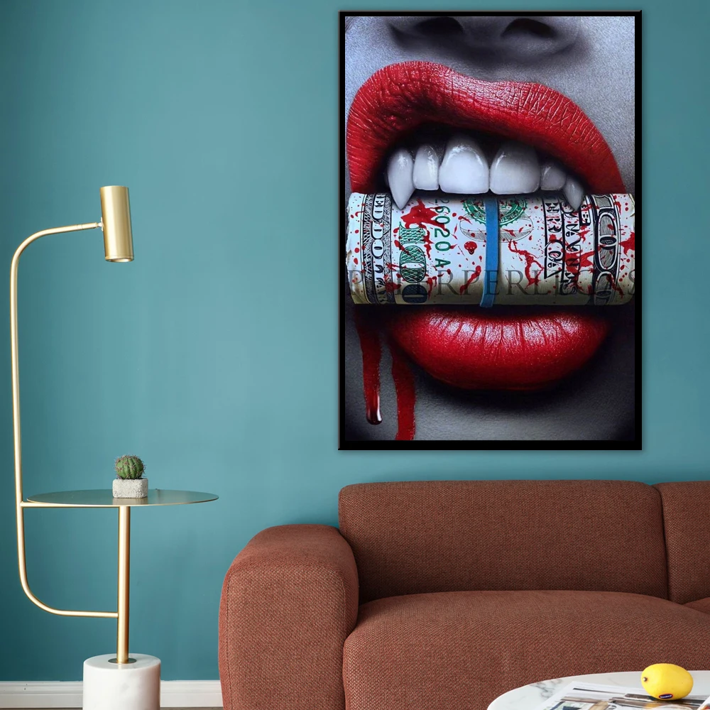 Настенные художественные принты постеры сексуальные красные губы дымчатые