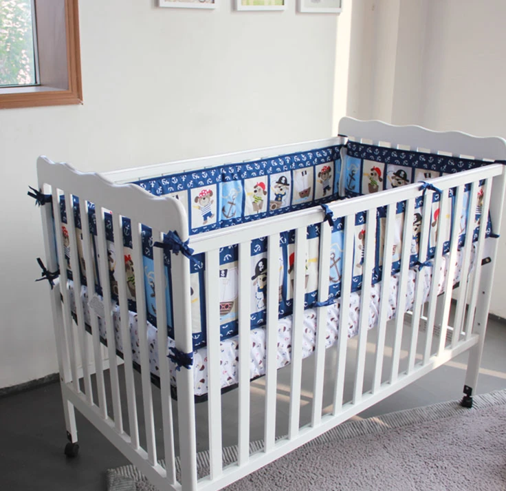 

5pcs kit berço set de cuna Girls Boys Baby Cot Bedding Set 100%Cotton Baby Bedclothes Crib Cot Bumpers Sheet (4bumper+bed cover)