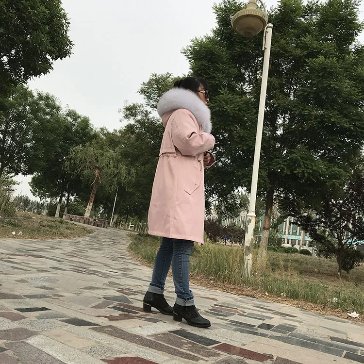 Женская парка с капюшоном теплая зимняя куртка из натурального Лисьего меха|Шубы