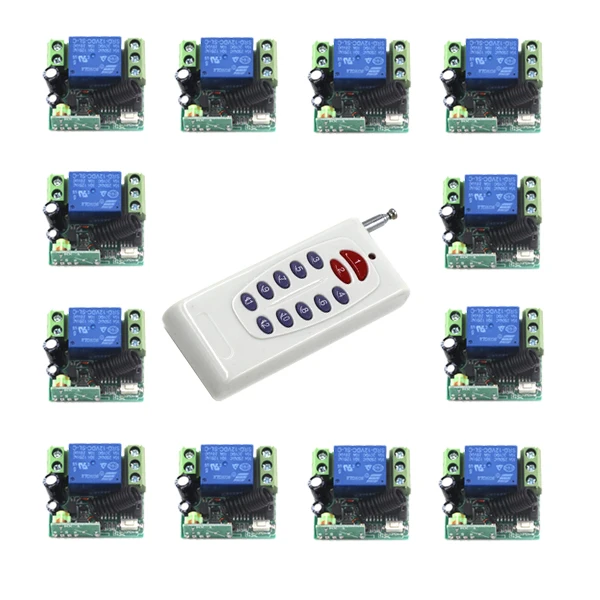 

315MHz 1CH RF Relay Learning Code Wireless Remote Control Switch 1 Transmitter+12 Receiver DC 12V 10A SKU: 5466