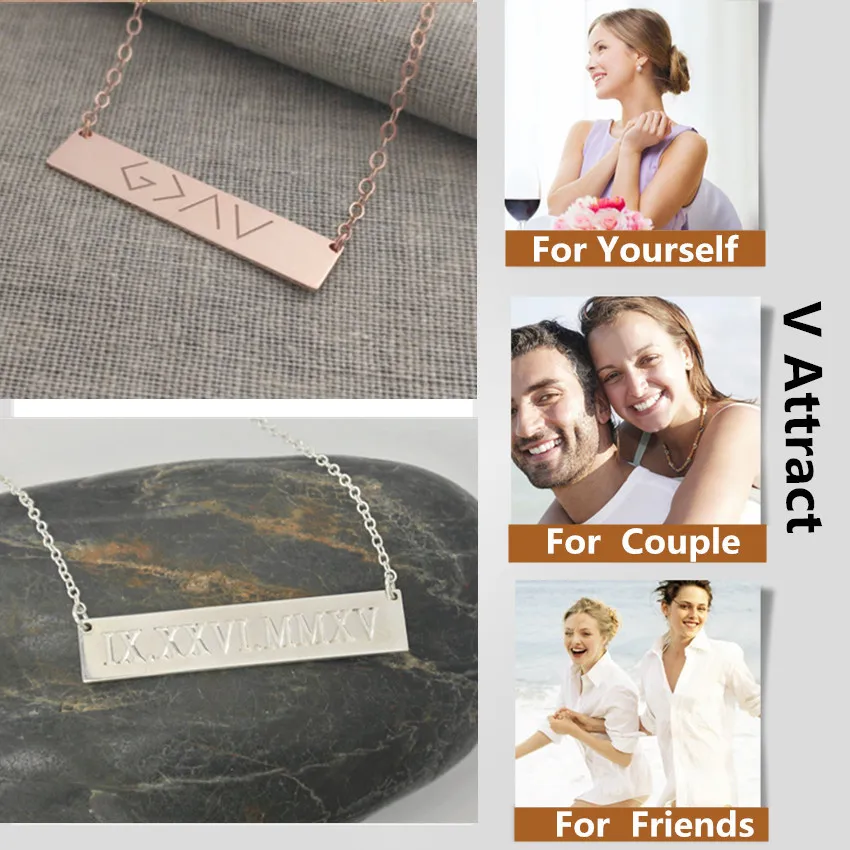 30*5mm Horizontal Bar Engraved Roman Numeral Necklace Personalized Name Jewelry God Is Greater Than The Highs And Lows Choker | Украшения и