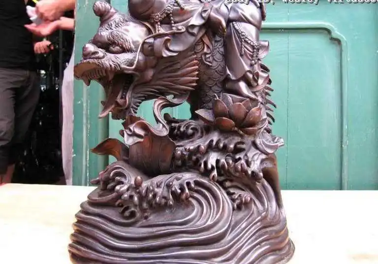 20 &quotКитайский Чистая Бронзовый Кван-Инь Бодхисаттва Статуя Будды Поездка на