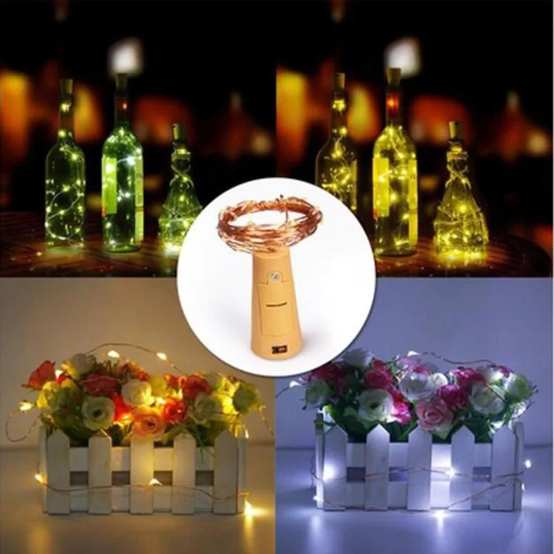 2 м 20LED винные пробки Форма Батарея Медный провод огни строки для бутылки DIY | Лампы