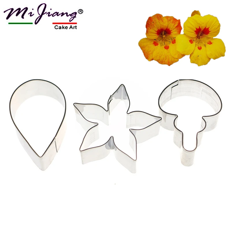 

3pcs/set Flower Petal Mold Sugar Paste Stainless Steel Metal Cookie Cutter Cake Fondant Mold DIY Baking Decorating Tools A399