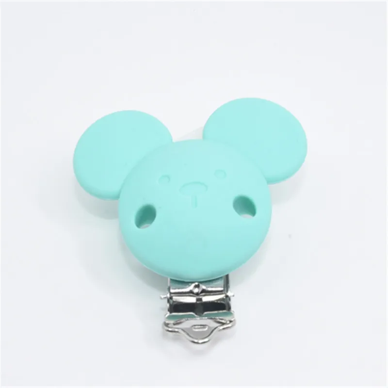 Turquoise 10 шт. микки кольцо для соски цепочка для прорезывателя Держатель Зажимы BPA Бесплатно Детские кормящие безопасные игрушки аксессуары DIY соски зажимы - Цвет: Turquoise