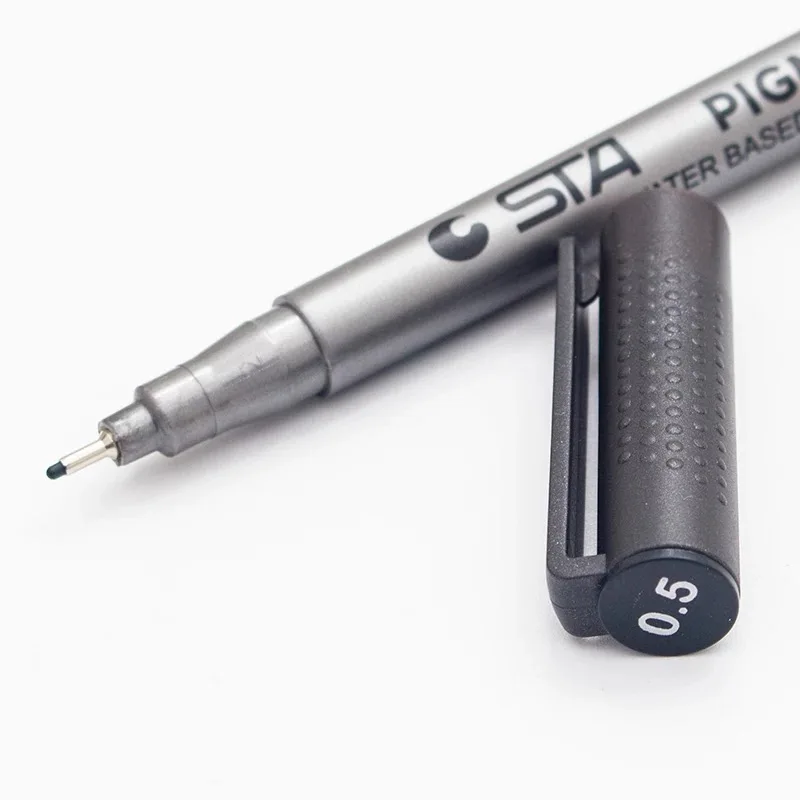 0.5mm Черный пигмент Micro Liner чернила маркер для белой доски, файнлайнер, изогнутым наконечником эскизов маркер для рисования ручки 0,05 0,1 0,2 0,3 0,4 0,5 0,6 0,8 кисть - Цвет: 0.5mm