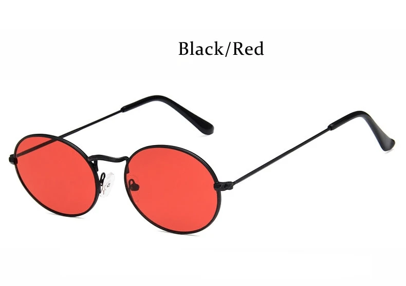 Black Red Красные круглые очки женские солнцезащитные очки овальные брендовые дизайнерские солнцезащитные очки для женщин винтажные женские солнцезащитные очки с металлической оправой - Цвет линз: Black Red