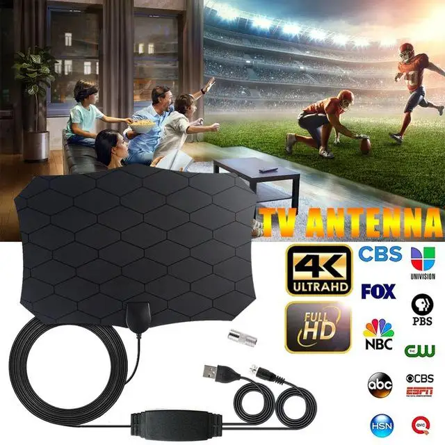 TWISTER.CK TV Antenna 25DB HDTV with Amplifier Signal Booster Radius Fox DVB-T2 Indoor Satellite Grid Aerial | Электроника