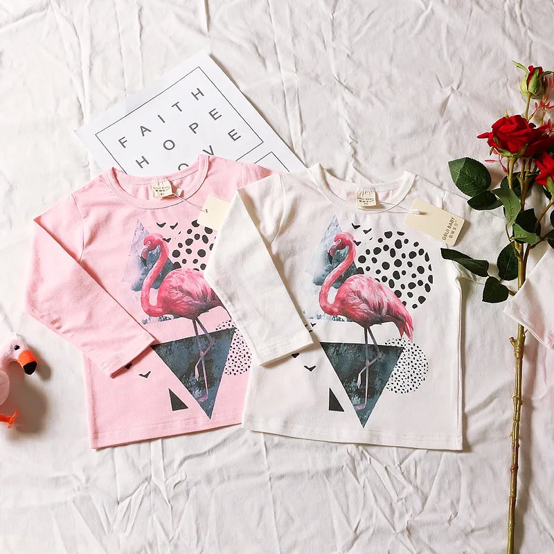 Новинка 2018 Детская футболка для девочек осенняя одежда маленьких с длинными
