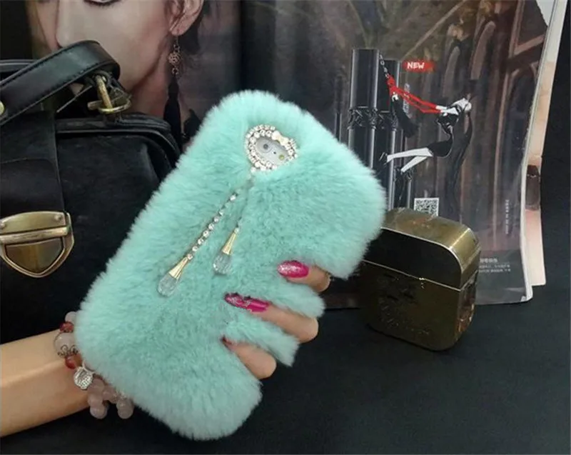Роскошный Теплый мягкий чехол XSMYiss из кроличьего меха с алмазным покрытием для