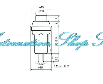 10 шт. защелка/кнопка с самовозвратом переключатель 10 мм ключ 2PIN 2A 125 V