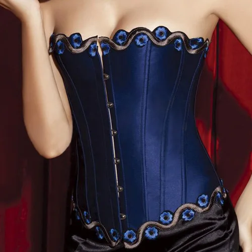 Цветочный Небесный Женский корсет на шнуровке с цветочным украшением парчовый