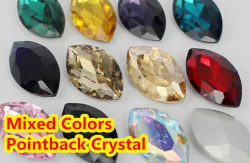 

Mixed color Navette Shape Crystal Fancy Stone Point Back Glass Stone DIY Jewelry Accessory.5*10,7*15,9*18mm,13*27,4*15mm,17*32mm