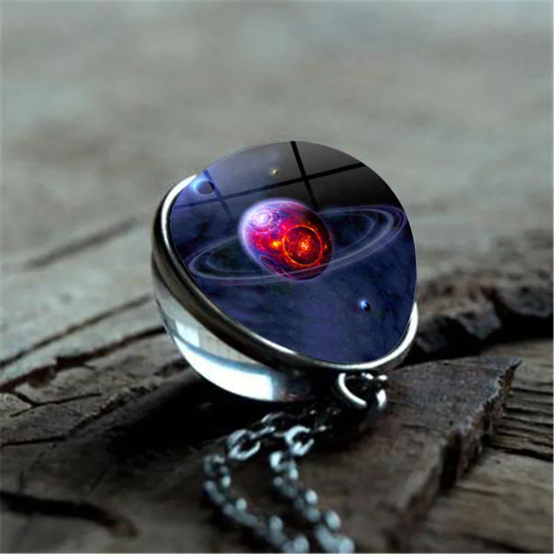 Женское двустороннее ожерелье с подвеской Galaxy Planet изображением космоса