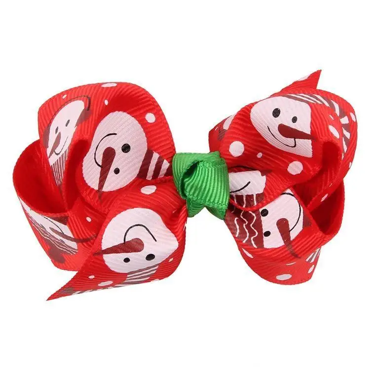 

Baby Girls Christmas Hair Clips 3" Boutique Bows with Clips Childrens Hair Accessories Ribbon Bow Snowflake Hairpins Kids Babies