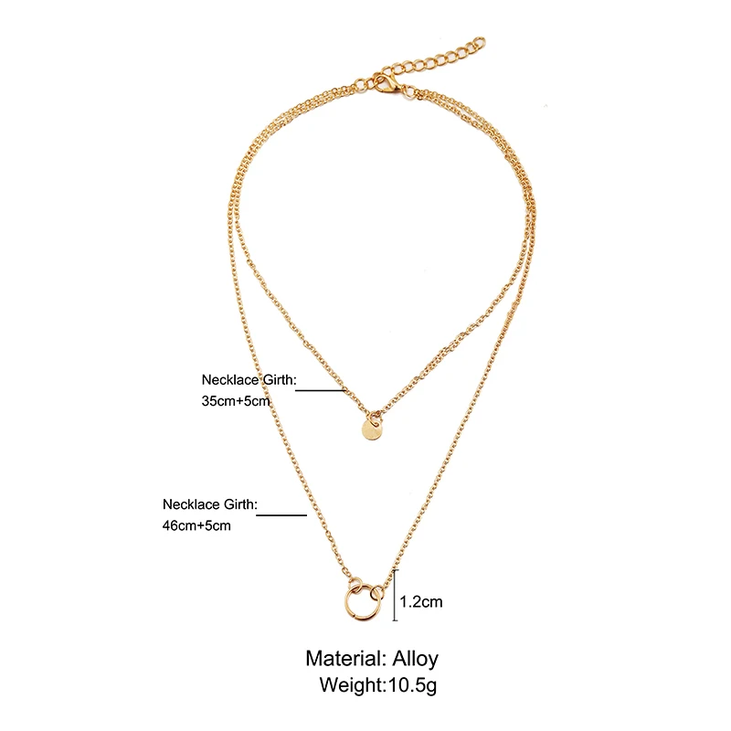 Европейский и американский креативный простой маленький круг 2 слоя ожерелье