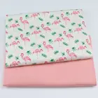 160 см * 50 см хлопок мультфильм Розовый фламинго зеленые листья Ткань шеврон для DIY Дети Постельное белье одежда лоскутное платье Декор ручной работы