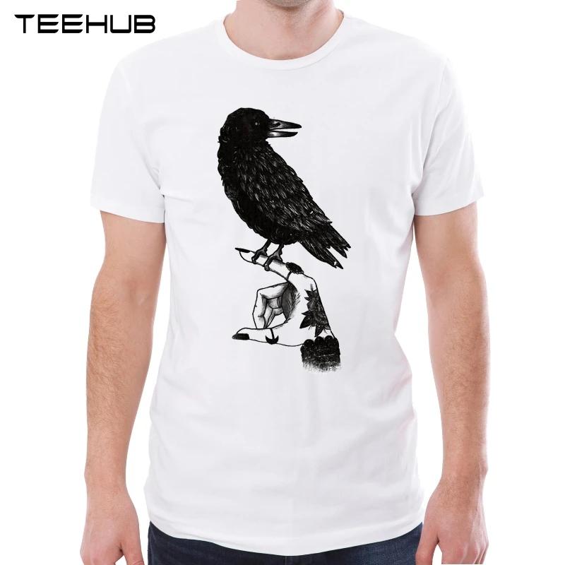 Новое поступление 2019 Мужская модная футболка TEEHUB с принтом ведьмы ворона