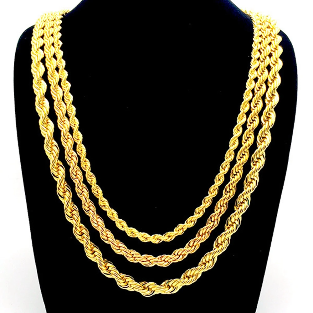 

Rope Chain Necklace Yellow Gold Filled Twisted Knot Chain 3mm,4mm,5mm,6mm Wide