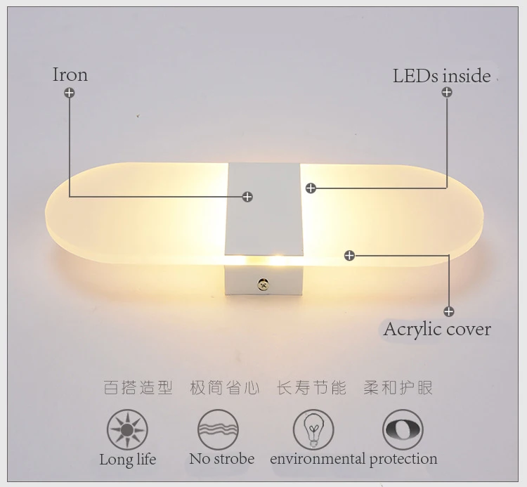 Современный светодиодный настенный светильник для ванной комнаты