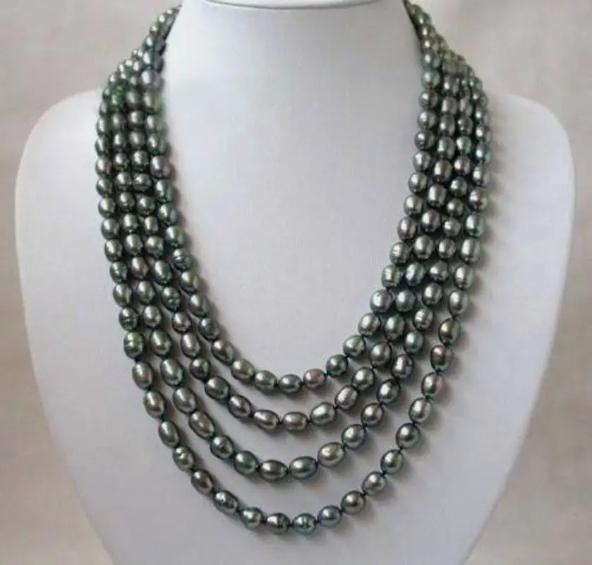 Long 25&quot 33&quot 50&quot 65&quot 80&quot 8-9mm Natural Rice Black Akoya Cultured Pearl Necklace&gt&gt&gt women jewerly Free shipping |