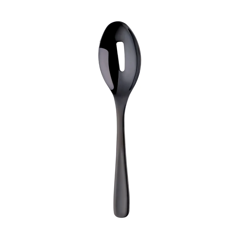1 black colander Красочные 18/8 нержавеющая сталь радуга столовые приборы большой размеры длинная ручка для сервировки салата ложка/вилы/дуршлаг салатницы Кухня Посуда - Цвет: 1 black colander