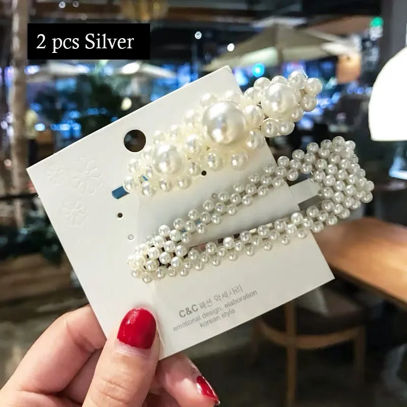 Set 9 (Silver) Имитация шпилька для волос с жемчужиной заколка для женщин корейские ювелирные изделия для девушек головные уборы золотого цвета заколки для волос аксессуары для волос заколка для волос - Цвет: Set 9 (Silver)