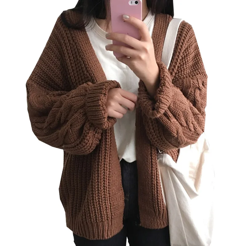 Wholesale 2018 New Style Knitted Sweater Female Long Sleeve Loose Han Van Solid Color Lazy Wind Temperament Cardigan Coat Autumn |