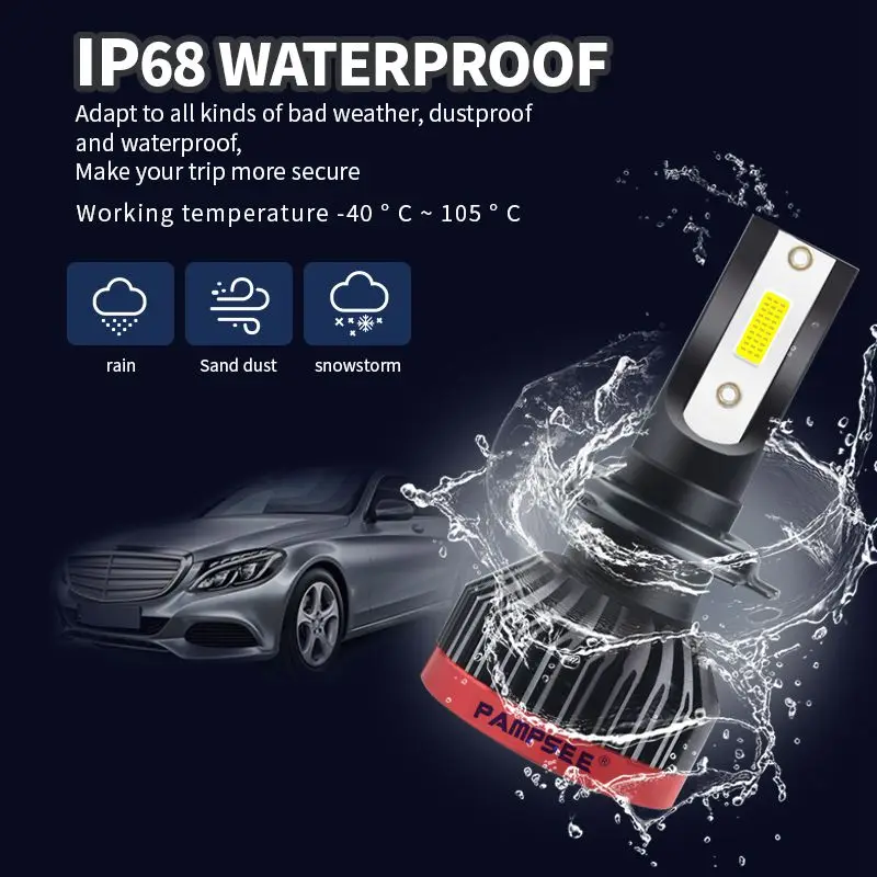 PAMPSEE 12000LM H4 H1 H11 H7 светодиодный Canbus без ошибок автомобиля лампы для передних фар 80 Вт 6000K 4300K 8000K 9005 9006 H8 Авто Противотуманные фары 12V