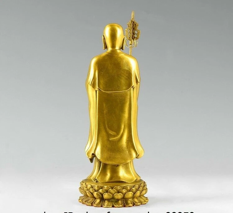 Тибетский буддизм медный тангшень Jizo Ksitigarbha Di Zang король статуя Будда|Статуи и