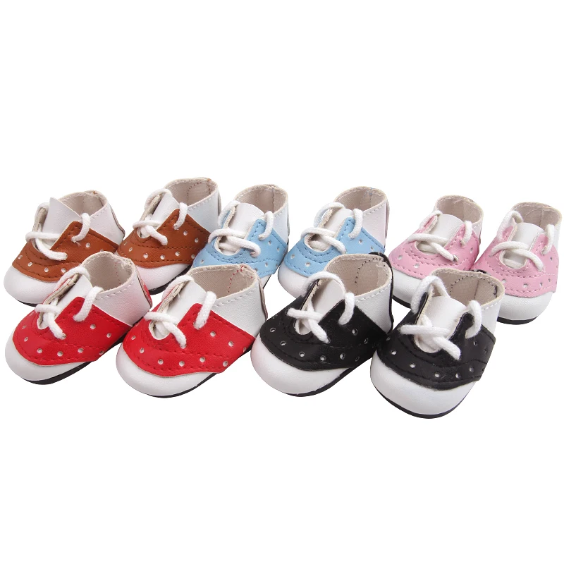 

14.5 inch Girls doll shoes Fashionable lace-up shoes PU American new born accessories Baby toys Sports shoe x62
