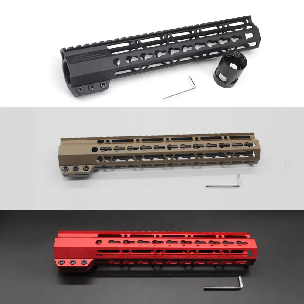 

TriRock Black/Tan/Red 11'' inch Keymod Clamp Handguard Free Float Picatinny Rail Mount System Fit .223/5.56 Rifle AR-15/M4/M16