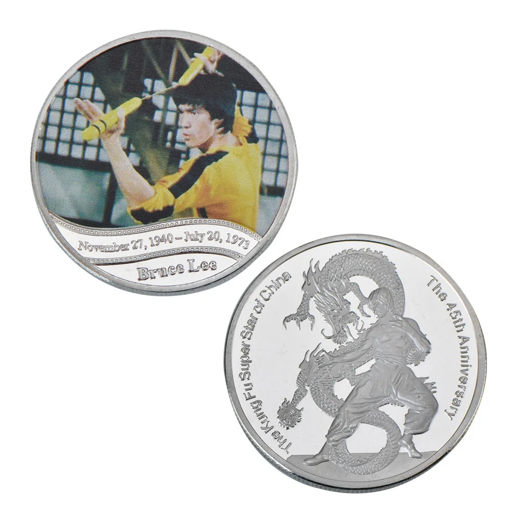 WR Брюс Ли памятная металлическая монета 8 шт. Посеребренная Кунг Фу супер Звезда