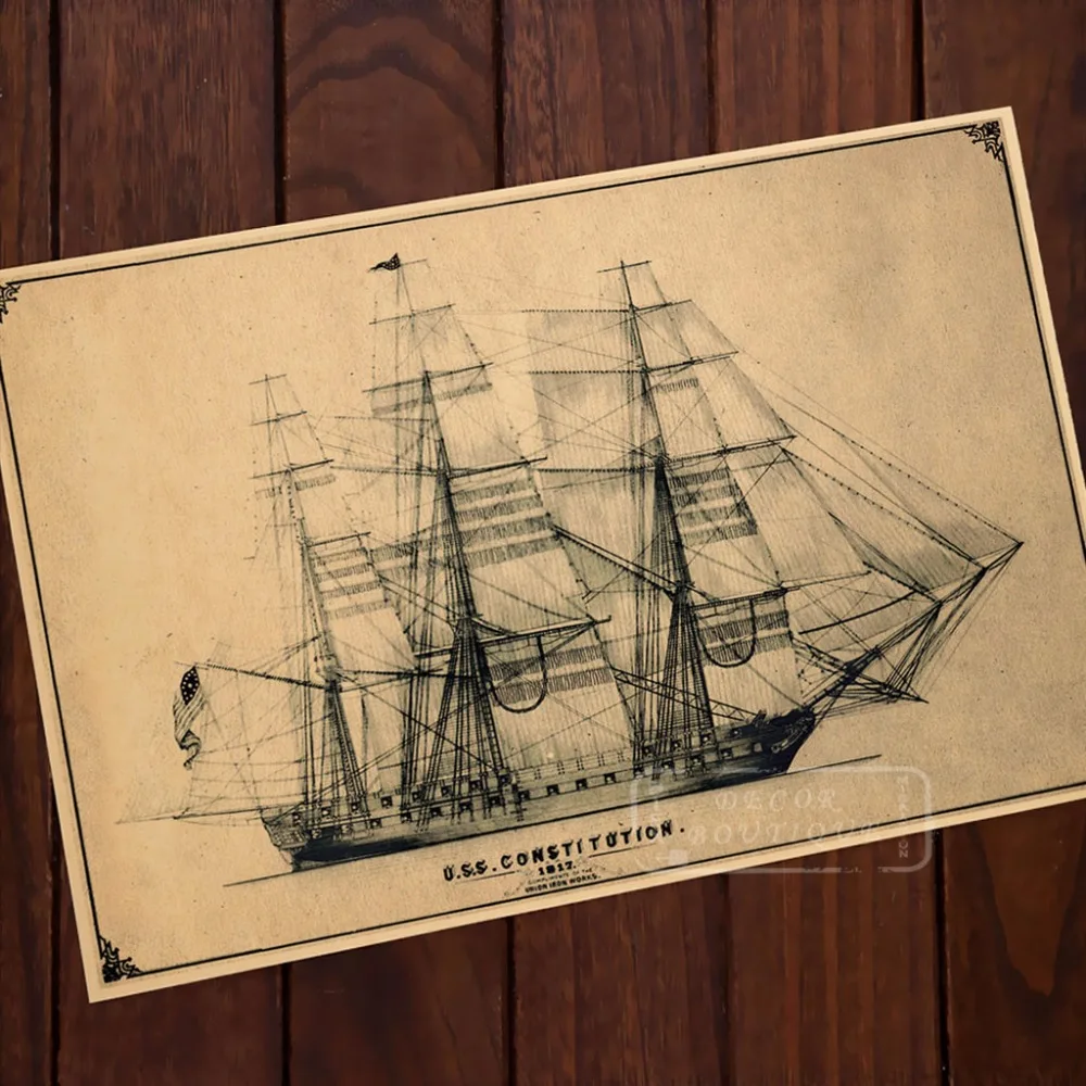 Карта корабля Классическая винтажная ретро карта США 1817 карточки плакаты для