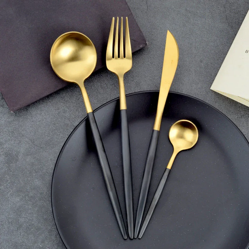Hoomall 4Pcs/Set Stainless Steel Dinnerware Set Cutlery Dinner Tableware Western Fork Kitchen Accessories Drop Shipping | Дом и сад