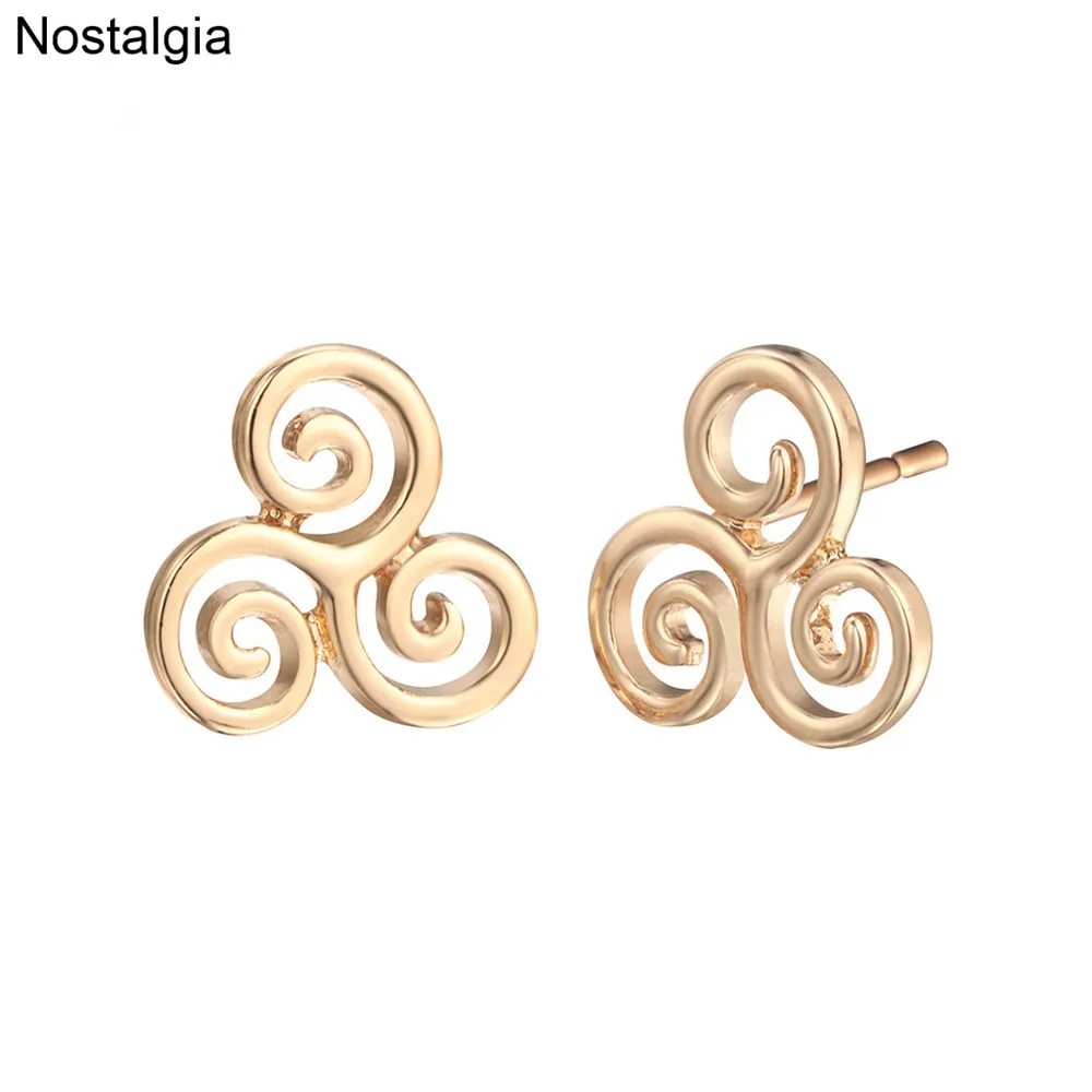 Женские и мужские Спиральные серьги гвоздики Triskelion Triskele маленькие с символом
