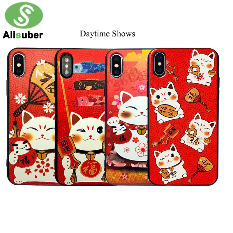 Чехол Alisuber с изображением из мультфильма Lucky Cat светящийся чехол для iPhone X