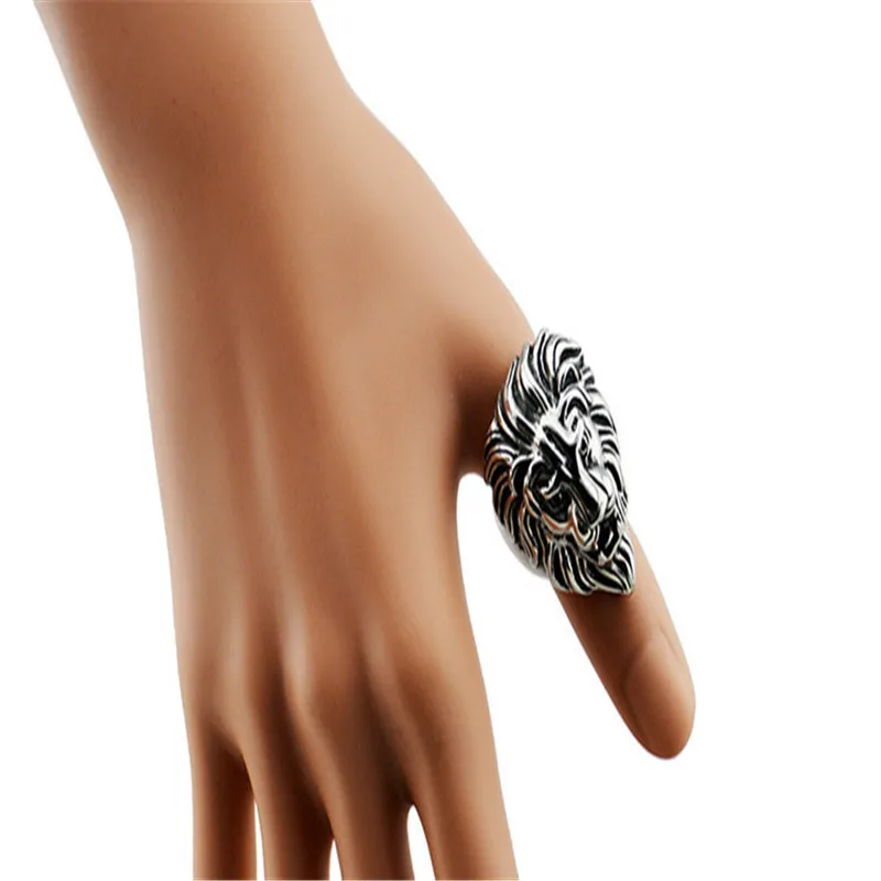 Men Vintage Domineering Tiger Lion Head Carving Finger Ring Punk Jewelry Gift | Украшения и аксессуары