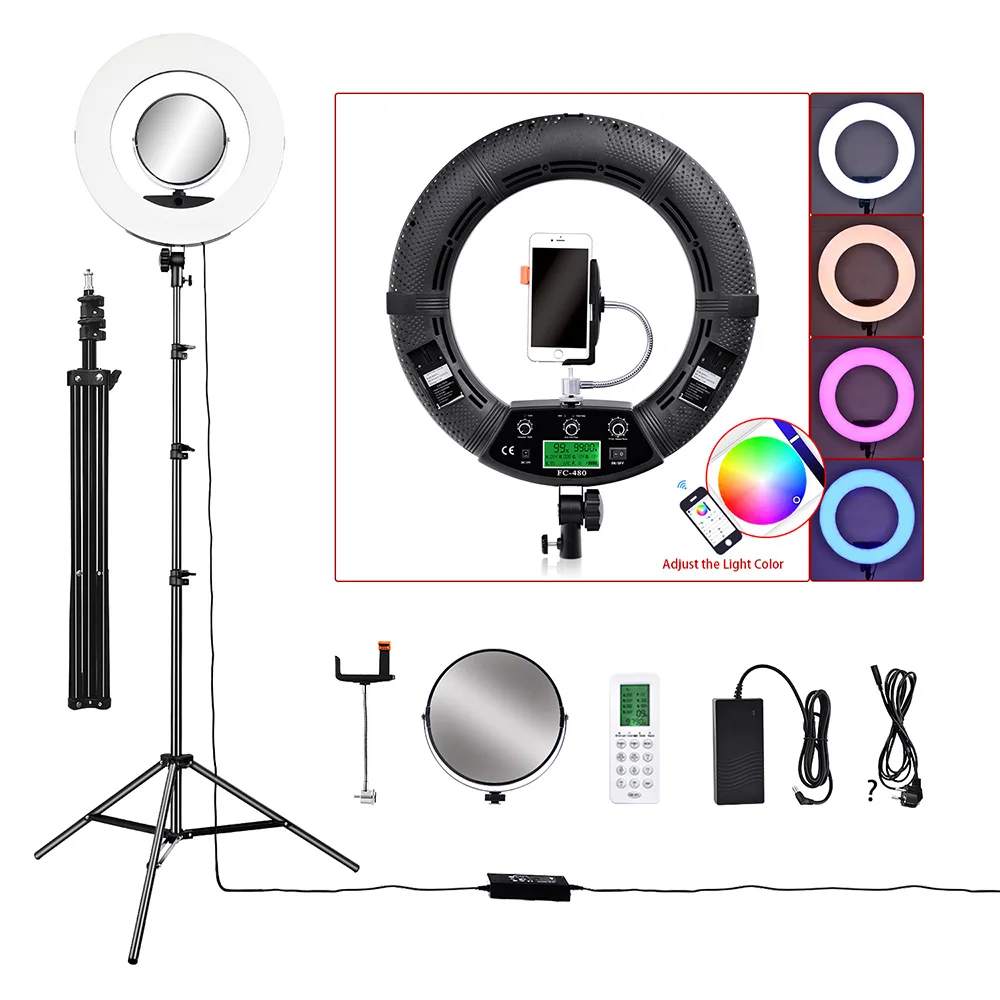 Fusitu FC 480 RGB LED видео кольцо с фотографией свет 96 Вт красочные кольцевые лампы