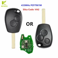 keyecu replacement remote head key fob 433mhz with pcf7961m hitag aes chip for renault trafic vauxhall vivaro uncut va2 blade
